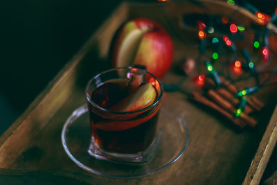 Close-up of tea cup on table