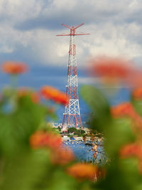 Low angle view of communications tower