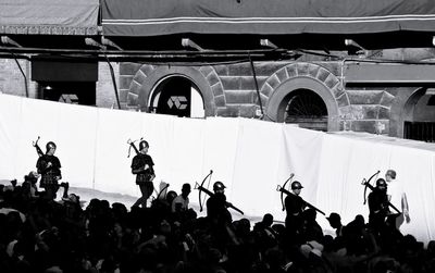 High angle view of crowd at music concert