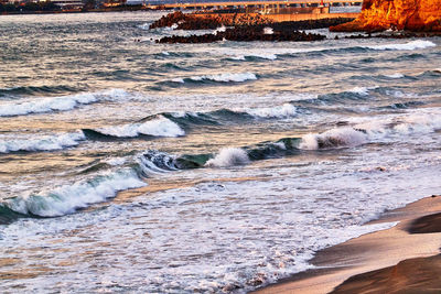 Waves rushing towards shore