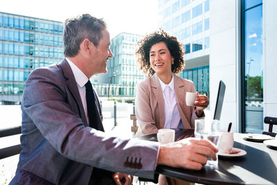 Business colleagues working on table