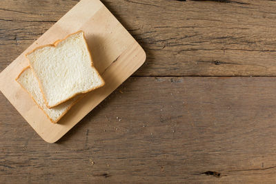 High angle view of breakfast on table