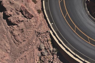 Aerial view of road and land