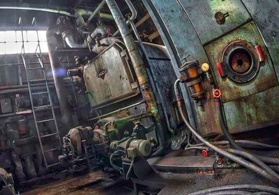 Rusty machine part of abandoned factory