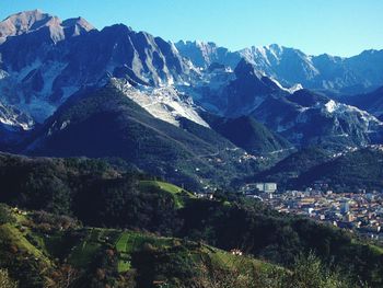 Scenic view of mountains against sky