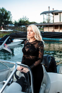 Woman sitting in a boat