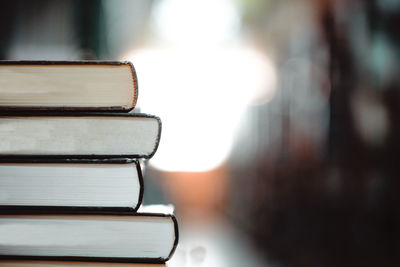 Close-up of books on table