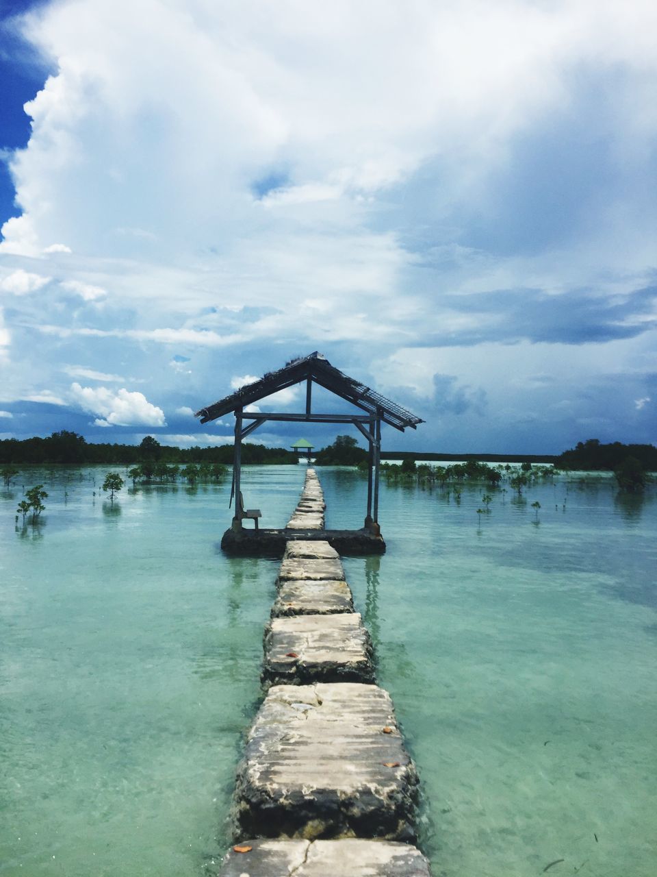 water, sky, pier, cloud - sky, tranquility, day, outdoors, tranquil scene, no people, nature, scenics, jetty, beauty in nature, built structure, sea