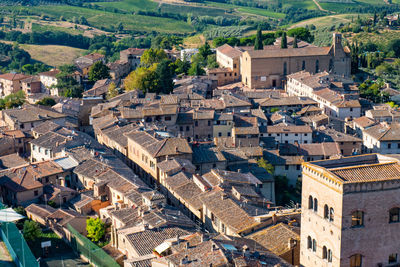 View from the top of the main tower, city of san gimignano, tuscany