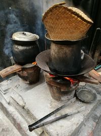 High angle view of food on table