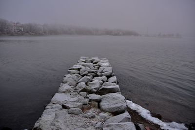 Scenic view of lake against sky