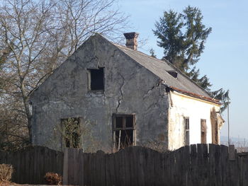 Low angle view of old building against sky