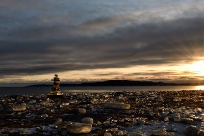 Scenic view of sea against sky at sunset