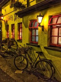 Bicycle parked outside house