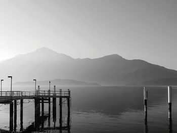 Scenic view of lake against clear sky