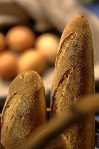 High angle of bread in basket