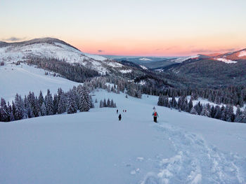 Scenic view of mountains during winter