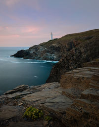 Scenic view of sea against sky during sunset