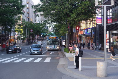 View of city street and buildings