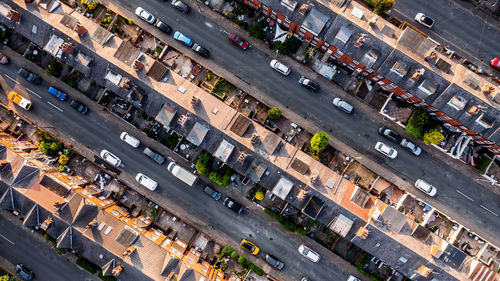 High angle view of city street