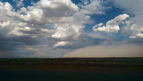 Scenic view of landscape against cloudy sky