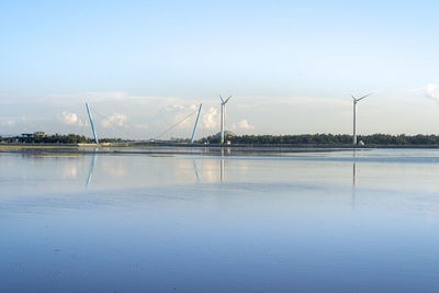 Scenic view of river against sky
gaomei wetland