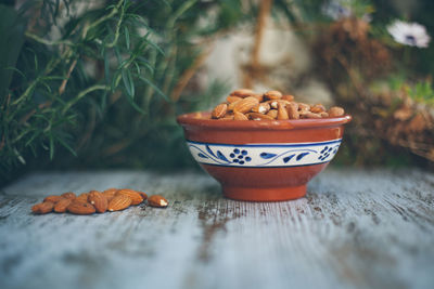 Close-up of fruits in bowl on table