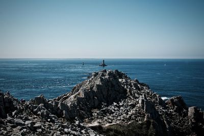 Scenic view of sea against clear sky