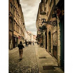 People walking on city street