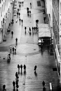 High angle view of people at market