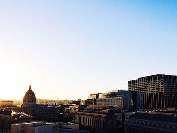 View of cityscape against clear sky