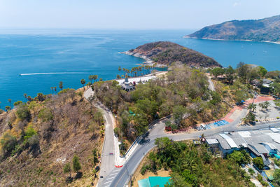 High angle view of beach against sky