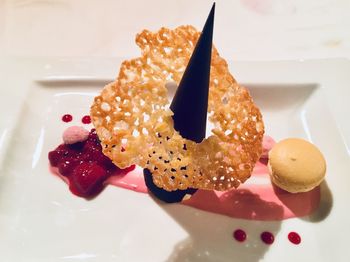 Close-up of dessert in plate