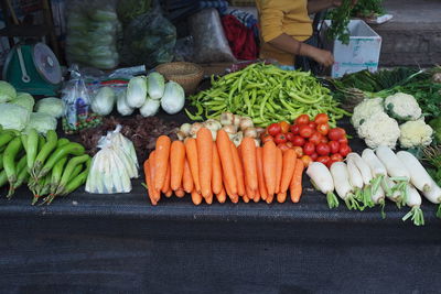 Vegetables for sale at market stall