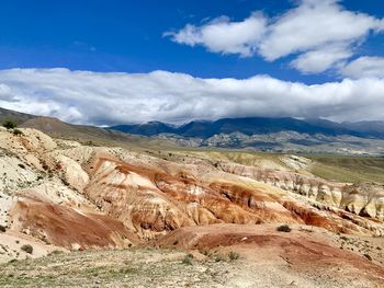 Scenic view of landscape and mountains against sky