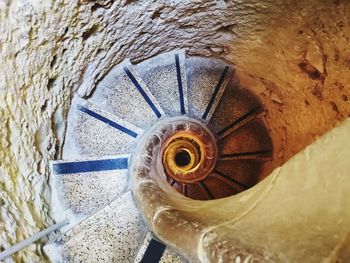 High angle view of spiral staircase