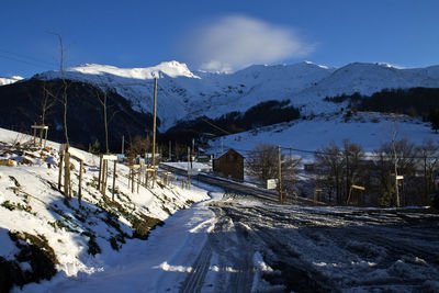 Snow covered mountain against sky