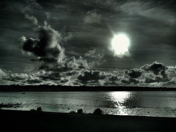 Scenic view of sea against dramatic sky