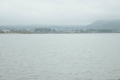 Scenic view of sea against sky during winter