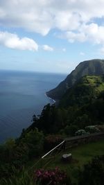 Scenic view of sea against cloudy sky