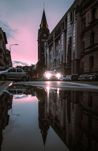 Reflection of buildings in water