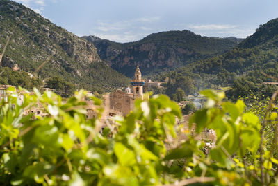 Church in valldemossa against mountains