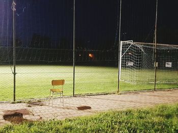 Fence on grassy field