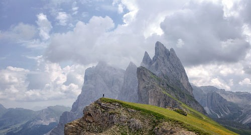 Panoramic view of mountain range against sky