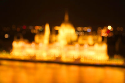 Illuminated street lights at night