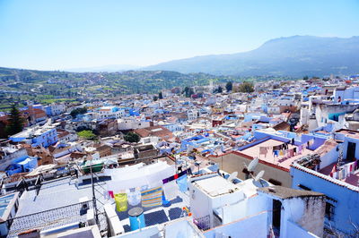 High angle view of townscape against sky