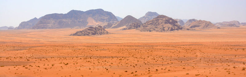 Scenic view of arid landscape against clear sky