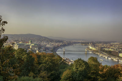 High angle view of bridge over river against sky