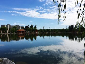 Scenic view of lake against sky