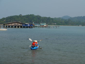 Boat sailing in sea